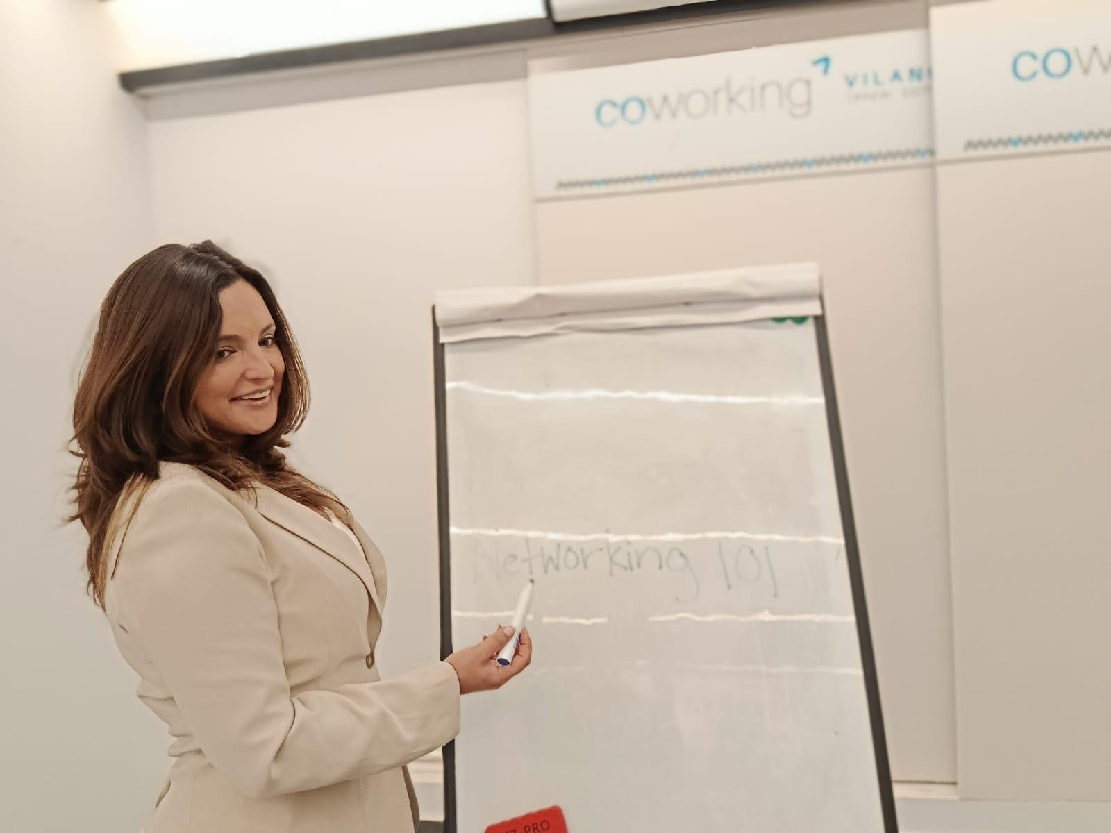 Megan running a networking masterclass